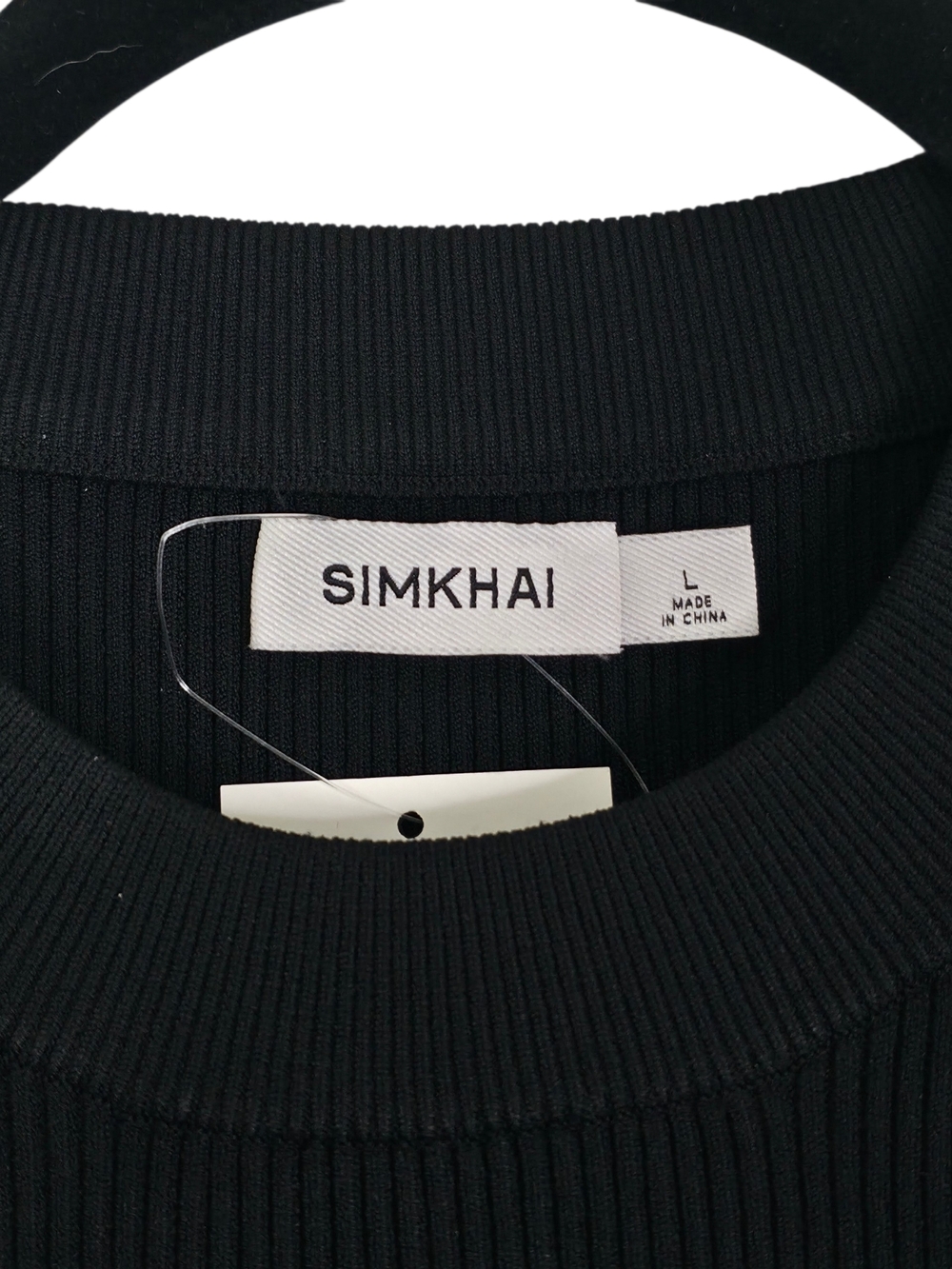 Simkhai Kenlie Black Midi Dress Ribbed Knit Mock Neck Taffeta Taylor Swift L - Picture 4 of 10